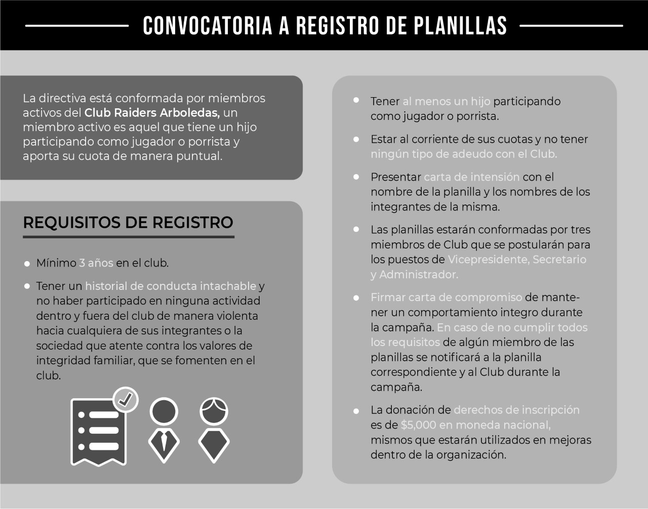 CONVOCATORIA A REGISTRO DE PLANILLAS